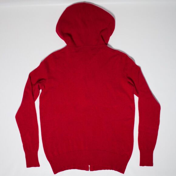 C By Bloomingdale's Red 100% 2-Ply Cashmere Full-Zip Hoodie Sweater Women Size S - Picture 9 of 15